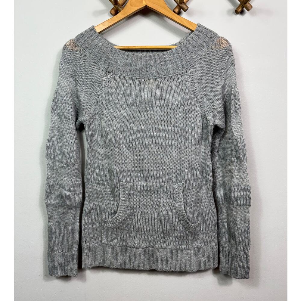 Glimmer by J.J. Basics Boat Neck Sweater in Grey Knit Women's Size S
